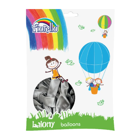 Cadouri Jucării Copii Grădiniță - Baloane aniversare Fiorello, 25.4cm, argintiu metalizat, 170-2502, set 100 buc