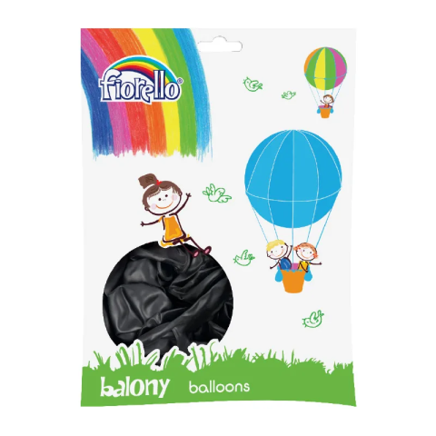 Cadouri Jucării Copii Grădiniță - Baloane aniversare Fiorello, 25.4cm, negru metalizat, 170-2501, set 100 buc