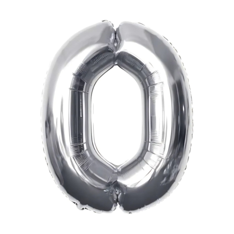 Baloane aniversare PartyGo cifra 0, 40cm, argintiu, FB0001 [1]