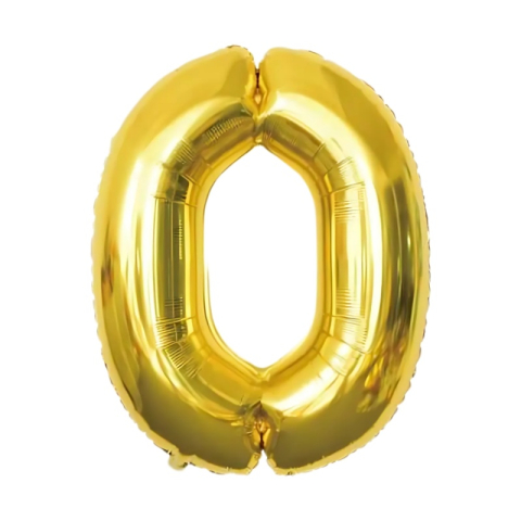 Baloane aniversare PartyGo cifra 0, 40cm, auriu, FB0011 [1]