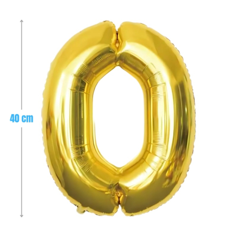Cifre si Litere - Baloane aniversare PartyGo cifra 0, 40cm, auriu, FB0011