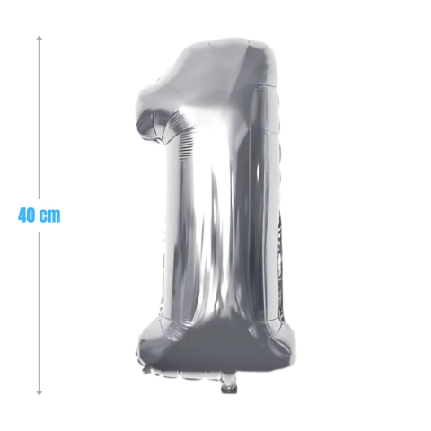 Cifre si Litere - Baloane aniversare PartyGo cifra 1, 40cm, argintiu, FB0002