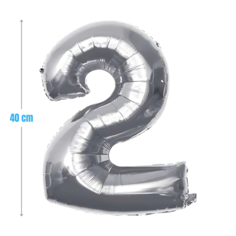 Baloane aniversare PartyGo cifra 2, 40cm, argintiu, FB0003 [1]
