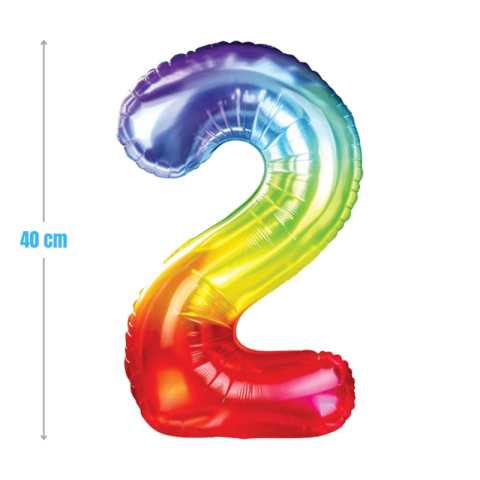 Cifre si Litere - Baloane aniversare PartyGo cifra 2, 40cm, curcubeu, FB0821