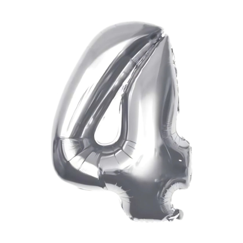 Baloane aniversare PartyGo cifra 4, 40cm, argintiu, FB0005 [1]