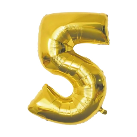 Baloane aniversare PartyGo cifra 5, 40cm, auriu, FB0016 [1]