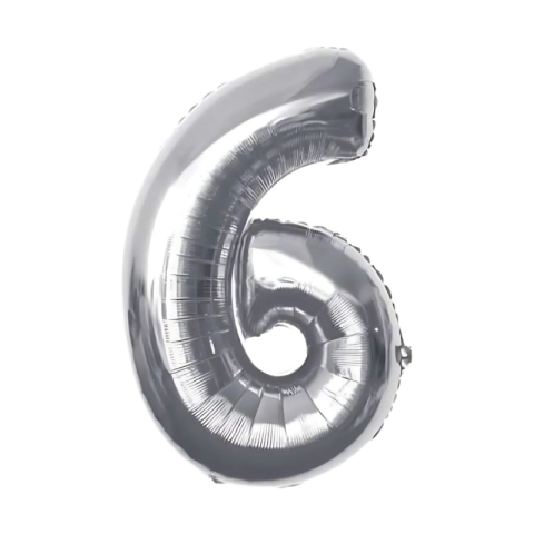 Baloane aniversare PartyGo cifra 6, 40cm, argintiu, FB0007 [1]