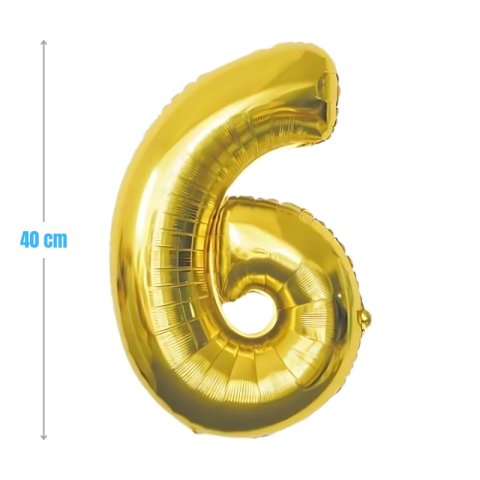 Cifre si Litere - Baloane aniversare PartyGo cifra 6, 40cm, auriu, FB0017
