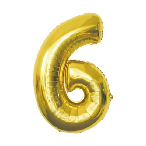 Baloane aniversare PartyGo cifra 6, 40cm, auriu, FB0017 [1]