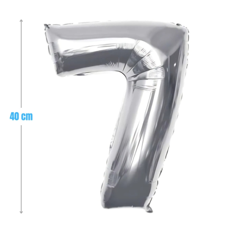 Cifre si Litere - Baloane aniversare PartyGo cifra 7, 40cm, argintiu, FB0008