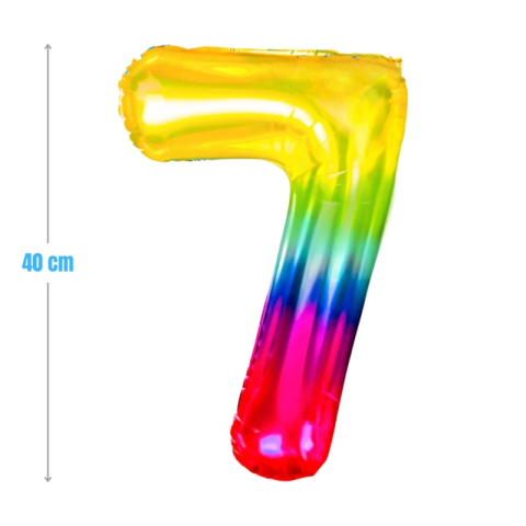 Cifre si Litere - Baloane aniversare PartyGo cifra 7, 40cm, curcubeu, FB0826