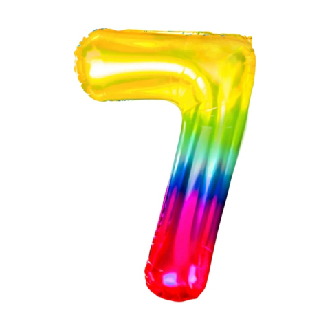 Baloane aniversare PartyGo cifra 7, 40cm, curcubeu, FB0826 [1]