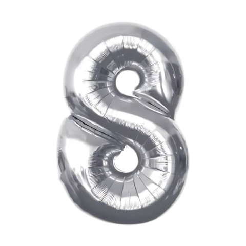 Baloane aniversare PartyGo cifra 8, 40cm, argintiu, FB0009 [1]