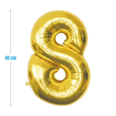 Cifre si Litere - Baloane aniversare PartyGo cifra 8, 40cm, auriu, FB0019