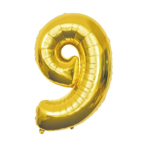 Baloane aniversare PartyGo cifra 9, 40cm, auriu, FB0020 [1]