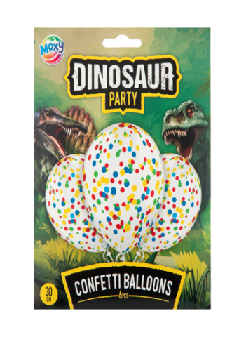 Cadouri Jucării Copii Grădiniță - Baloane Dino 30 cm confetti 6buc/set