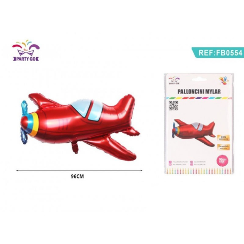 Baloane - Balon din folie PartyGo avion, 96cm, rosu, FB0554