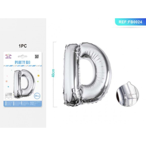 Cifre si Litere - Balon din folie PartyGo litera D, 40cm, argintiu, FB0024