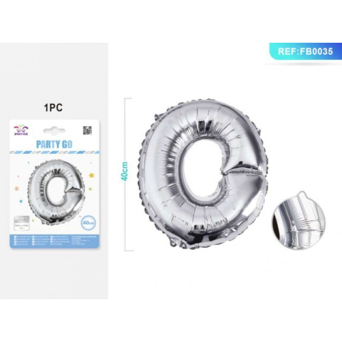 Cifre si Litere - Balon din folie PartyGo litera O, 40cm, argintiu, 405206 / FB0035