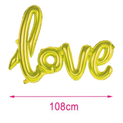 Cifre si Litere - Balon din folie PartyGo Love, 108cm, auriu, 410545 / FB0522