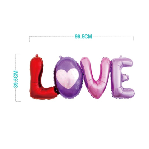Cifre si Litere - Balon din folie PartyGo Love, 39.5x99.5cm, mix colorat, FB1449
