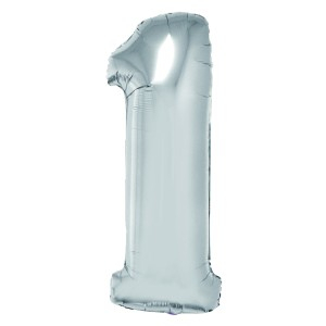 Cadouri Jucării Copii Grădiniță - Balon folie cifra 1 argintiu 85 cm daco bl851ag