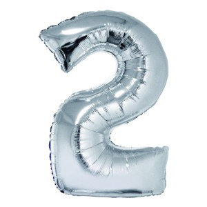 Cadouri Jucării Copii Grădiniță - Balon folie cifra 2 argintiu 100 cm daco bl1002ag