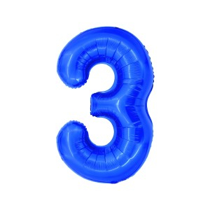 Cadouri Jucării Copii Grădiniță - Balon folie cifra 3 albastru 100 cm daco bl1003a
