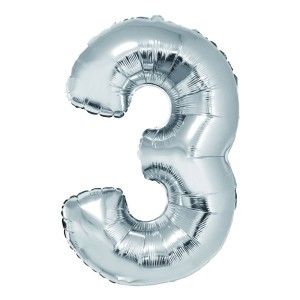 Cadouri Jucării Copii Grădiniță - Balon folie cifra 3 argintiu 85 cm daco bl853ag