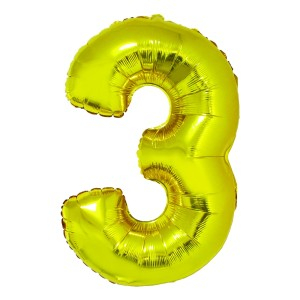 Cadouri Jucării Copii Grădiniță - Balon folie cifra 3 auriu 85 cm daco bl853au