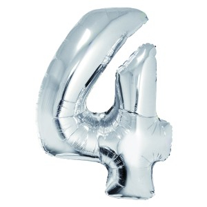 Cadouri Jucării Copii Grădiniță - Balon folie cifra 4 argintiu 85 cm daco bl854ag