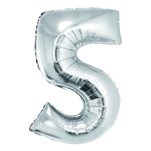 Cadouri Jucării Copii Grădiniță - Balon folie cifra 5 argintiu 100 cm daco bl1005ag