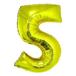 Cadouri Jucării Copii Grădiniță - Balon folie cifra 5 auriu 85 cm daco bl855au
