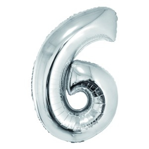 Cadouri Jucării Copii Grădiniță - Balon folie cifra 6 argintiu 100 cm daco bl1006ag