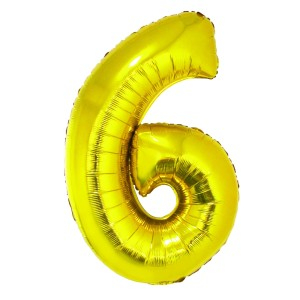 Cadouri Jucării Copii Grădiniță - Balon folie cifra 6 auriu 85 cm daco bl856au