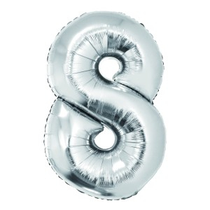 Cadouri Jucării Copii Grădiniță - Balon folie cifra 8 argintiu 100 cm daco bl1008ag