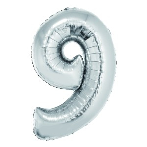 Cadouri Jucării Copii Grădiniță - Balon folie cifra 9 argintiu 100 cm daco bl1009ag