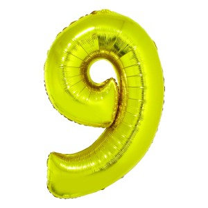 Cadouri Jucării Copii Grădiniță - Balon folie cifra 9 auriu 100 cm daco bl1009au