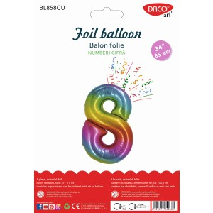 Cadouri Jucării Copii Grădiniță - Balon folie cifra 9 curcubeu 85 cm daco bl859cu