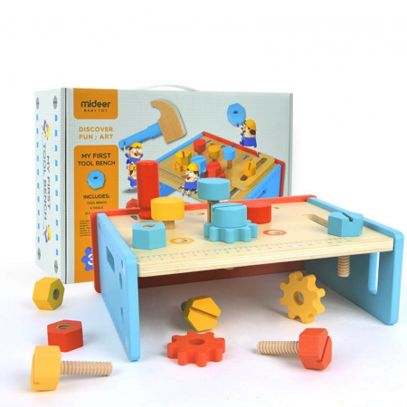 Jucarii interactive copii - Joc de rol ⭐ Banc de lucru din lemn cu accesorii