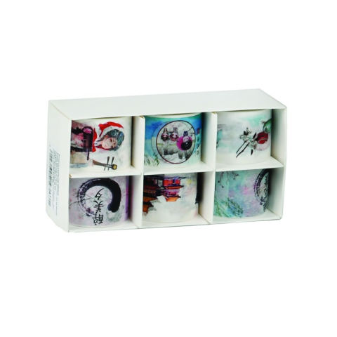 Art & Craft si Artizanat - Banda adeziva, 30mm x 5m, diverse modele, hartie, set 6 buc, Colorarte