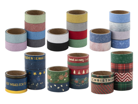 Birotică și Papetărie - Banda adeziva decor sclipici 2.5m- 6 set  Grafix craciun 
