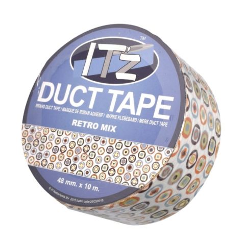 Birotică și Papetărie - Banda adeziva decorativa, 48mm x 10m, ITZ DucTape 06, Retro Mix 02063