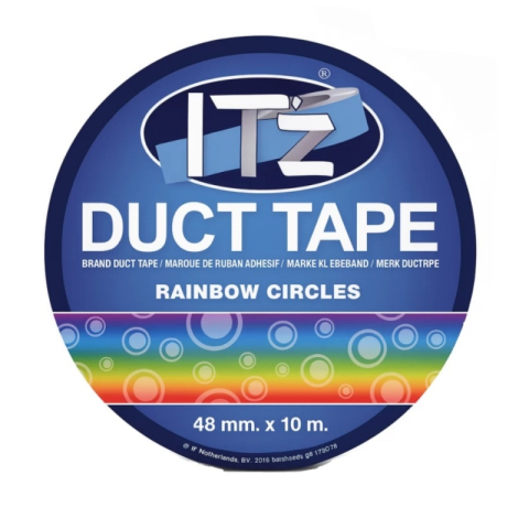 Birotică și Papetărie - Banda adeziva decorativa, 48mm x 10m, ITZ DucTape 08, Rainbow Circles 02087