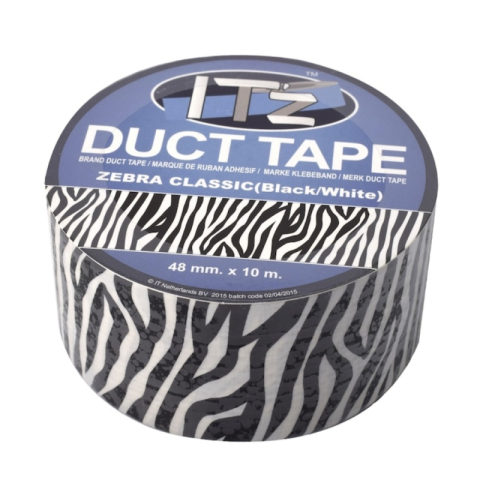 Birotică și Papetărie - Banda adeziva decorativa, 48mm x 10m, ITZ DucTape 21, Zebra Clasic Black/White 02216