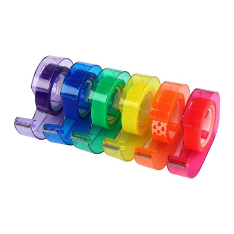 Birotică și Papetărie - Banda adeziva Eagle TY2040VM, pentru ambalare, 12mm, colorat, cu dispenser diverse culori, cutie 6 buc
