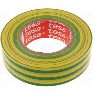 Birotică și Papetărie - Banda adeziva electroizolatoare 20m*19mm galben/verde tesa