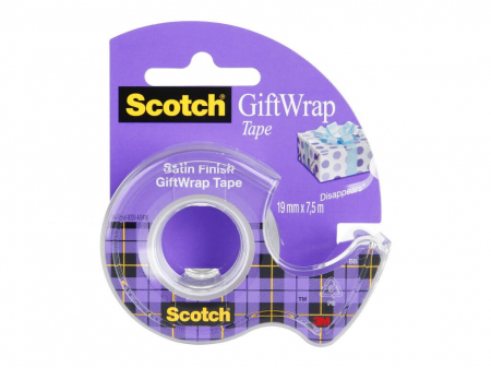Lipici, Adezivi și Benzi adezive - Banda adeziva Gift Wrap cu dispenser, 19 mm x 7,5 m, Scotch