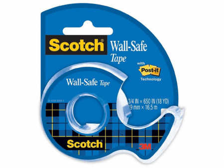 Lipici, Adezivi și Benzi adezive - Banda adeziva Wall Safe cu dispenser, 19 mm x 16.5 m, Scotch