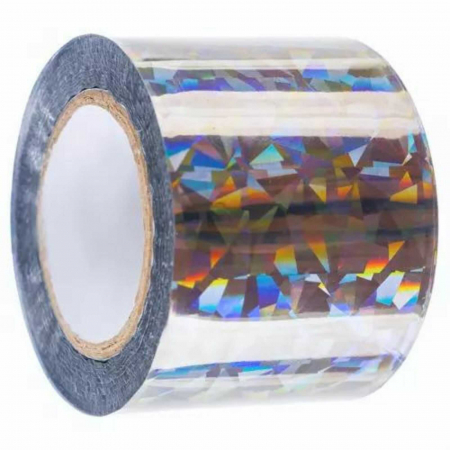 Casă, gradină și bricolaj - Banda antipasari, reflectorizanta, pentru alungat porumbei, grauri, ciori, rola 45 m, model holografic, Argintiu